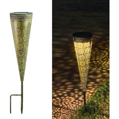 Uonlytech Solarweg Lichter 2 Packungen Solar Outdoor Garten Lichter Wasserdichte Solar Weg Lichter Kegelform Eisen Kunst Dekorative Lampe für Hof Terrasse Gehweg Landschaft Weg