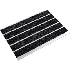 Nerūsējošā tērauda paklājiņš, Select Mat Ribbed, tekstilšķiedras svītras, netīrumu ķērājs iekštelpās un ārpus telpām, durvju paklājs ar rupjām šķiedrām (42 x 60 cm)