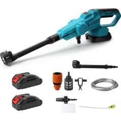 Akumulatora spiediena mazgātājs, 80 bāru Makita 18 V akumulatora pārnēsājamais spiediena mazgātājs ar 6-in-1 sprauslu, bezsuku motors, 380 l/h (6,3 l/min), automašīnai, terasei, zālienam (ar 2 akumulatoriem)