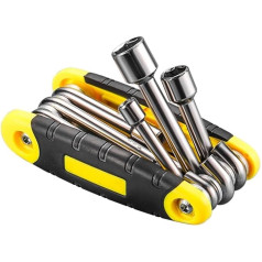 Besttoolifes Saliekamais ligzdu komplekts 6 in 1 daudzfunkcionāls sešstūra atslēgu remonta rīks 5-12mm Pārnēsājams apkopes komplekts mājoklim, ārā, kempingam, mehānisko automašīnu remontam