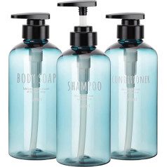 Segbeauty Šampūna pudeles ar sūkni Tukša atkārtoti uzpildāma dušas pudele 500ml Plastmasas atkārtoti lietojama šampūnam un kondicionierim Dušas želeja Šķidro ziepju želeja Vannas istaba Viesnīca 473ml 3