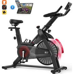 Decorcn trenažieru velosipēds ar lietotni, klusais ergometrs ar magnētisko pretestību, liels planšetdatora turētājs un īpaši mīksts sēdeklis, uzlabots LCD monitors, līdz 150 kg