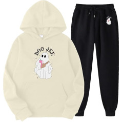 Eauptffy treniņtērps dāmām, Hoody un treniņbikses, Hoodie komplekts drukāts Halloween Tracksuit cepure 2 gabali Tracksuit Baggy Casual Loungewear Fashion Festive Streetwear Jogger