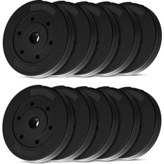 wuuhoo® Cementa svaru plāksnes Mike 30 mm, svaru komplekts 20 kg - 30 kg, ar melnu pārklājumu, 1,25, 2,5, 5, 10 kg, Cementa plastmasas svaru plāksnes
