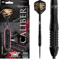 BULL'S Caliber Black 90% volframa tērauda šautriņas - 22g | Precīzas bumbas formas stobriņi priekšējam satvērējamam mehānismam