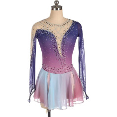 YDHTIZ Lyriskā Sievietes Pieaugušo Daiļslidošana Daiļslidošanas kleita Gradients Spandekss Garas piedurknes Rhinestone Baleta deju Sparkly kleita Konkurence Apmācība Sporta sieviešu