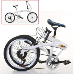 sujrtuj 20 collu balts saliekamais velosipēds Unisex saliekamais velosipēds pieaugušajiem, 7 ātrumu pārslēdzējs, dubultie V bremzes, saliekamais pilsētas velosipēds