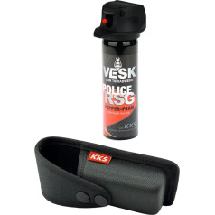VESK RSG-Police Pepper Spray + maksts 50 ml / 63 ml + cieta apvalka maksts Piemērots 40-63 ml Pepper Spray komplektā: Augstas kvalitātes VESK piparu aerosols + augstas kvalitātes maksts.