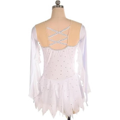 PONNYC Daiļslidošanas sacensību apģērbs meitenēm bez muguras Daiļslidošanas kleita ar apaļu kaklu Gymnastics Leotards Ziemas sporta kostīms ar spīdīgiem rhinestones