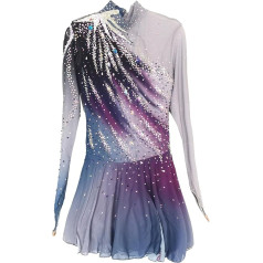Hynyjxjy Profesionālā daiļslidošanas kleita meitenēm bez muguras Ritmiskā sporta vingrošana Leotards dāmām Pilns Diamond Slidošana Apģērbs Gradients Āra sporta kostīms