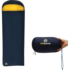 outdoorer Trek Comfort Viegls guļammaiss ar 880 g - ceļojumu guļammaiss pieaugušajiem zilā krāsā, ļoti mazs iepakojuma izmērs 28 x 15 cm