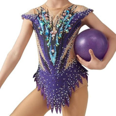 Hynyjxjy Mākslinieciskā vingrošana uzvalki meitenēm Slidošanas kostīmi ar augstu elastību Roller Skate kleitas bērniem vingrošana Dancewear ar spīdīgu Rhinestones