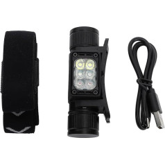 Serlium LED lukturis, USB uzlādējams, 7 režīmi, alumīnija sakausējums, viegls lukturis, lukturis pieaugušajiem, bērniem, āra, pārgājieniem, kempingiem, zvejai, remontam