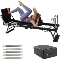 AGGBDYXO Salokāms Pilates aprīkojums Pilates Reformer mašīna mājas un sporta zāles mājas treniņiem Pilates trenažieru aprīkojums pieredzējušiem un iesācējiem lietotājiem