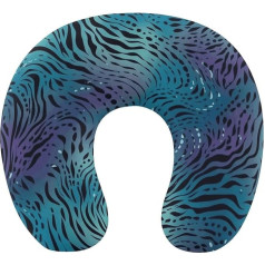 Zils ceļojumu spilvens ar zebras rakstu, kakla atbalsts, atmiņas putas, U-veida spilvens, mīksts, ērts, ceļojumu kakla spilvens, miega spilvens, ceļojumu aksesuārs lidmašīnai, automašīnai, birojam