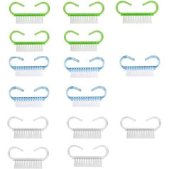 Nagelbürste, Nagelbürsten zum Reinigen von Nägeln, tragbare Nagelstaubbürste, leicht und einfach zu bedienen, geeignet für den Einsatz als Nagelwerkzeugbürste (blau, grün, transparent), 15 Stück