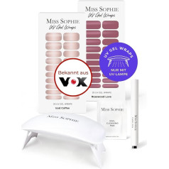 Original Miss Sophie UV Starter Set I Pašlīmējošās UV nagu plēves I Nagu uzlīmes Rosewood Love & Iced Coffee krāsās I Nesadalās I Ilgstoša noturība I Ātra un vienkārša lietošana