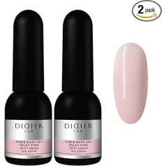 DIDIER LAB - Premium Fibreglass Gel Nail Base Milky Pink - Bāzes pārklājums UV gēlam - spēcīgs bāzes pārklājums nagiem ar vitamīniem un minerālvielām - iesūcošs gēls UV nagu lakai - piemērots LED UV lampai - 2 x 10 ml