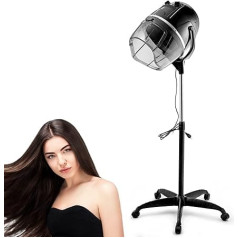 RELAX4LIFE Profesionāla žāvēšanas tvaika nosūcējs 1050 W matu žāvētājs frizētavām, matu žāvēšanas tvaika nosūcējs ar pamatni, regulējams augstums 125-160 cm, regulējama temperatūra 40-75°C, 60 minūšu taimeris, melns