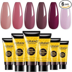 BURANO poli naglu želejas nagu pagarināšanas komplekts, 6 krāsu nagu poli nagu veidošanas želejas komplekts iesācējiem/profesionāļiem, poli nagu želejas komplekts DIY Starter Kit (05 Skin Nude)