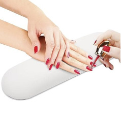 Nail Cushion Hand Rest Soft Hand Rest Cushion Armrest Washable PU Leather Professional Waterproof Dustproof for Salon Home Round White