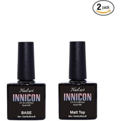 INNICON Nail Gel Polish Top Coat 12 ml UV LED mērcēšanas ilgnoturīgs nagu mākslas manikīrs Ideāla dāvana Ziemassvētkiem Base Coat No Wipe Lid Matte Top Coat