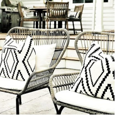 Yaofavo Outdoor-Kissenbezüge, wasserdicht, Boho-Stil, Bauernhaus, geometrische Kissenbezüge für Terrasse, Garten, 40,6 x 40,6 cm, 2 Stück