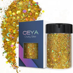Ceya hologrāfiskais spīdums 140g 140g Lazurit zelta amatniecības spīduma pulveris Jauktas smalkas pārslas mirdzošas nagu mākslas matu epoksīdsveķu sveķu tumblera slīpums Glezniecība festivāla apdare