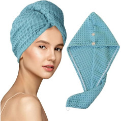 MaopaoBeauty 1 iepakojums Vafeļu pinuma mikrošķiedras dvieļi gariem matiem, ātri žāvējoši, superabsorbējoši, paredzēti gariem cirtainiem bieziem matiem