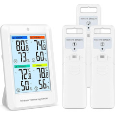 Brifit termometrs higrometrs ar 3 sensoriem, digitālais termometrs iekštelpās un ārpus telpām ar lielu LCD displeju, istabas termometrs, bezvadu termometrs ar ℃/℉ slēdzi, MIN/MAX displejs, birojam, mājai,