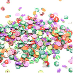 BOSAIYA QR 20g polimēra karstā mīksto augļu dārzeņu šķēles māla smidzinātāji amatniecībai DIY nagu mākslas rotājumi Scrapbooking T1127 (krāsa: krāsaina 4X5mm)