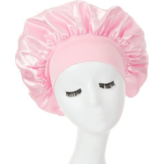 Matu cepure miegam, plaša elastīga josla Satīna cepure Silk Bonnet dušas cepure sievietēm Meiteņu matu kopšanas līdzekļi Elastīga cepure Mīksta miega cepure Satīna galvas pārvalks nakts miegam Cirtain Hair Protection