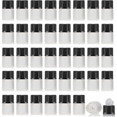 Enslz 50 gab. 1ml (1/4 Dram) Mini tukšas matēta stikla ēterisko eļļu pudeles ar parauga pudeles konteineru ar reduktora atveri ceļošanai (1ml)