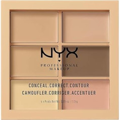 NYX Professional Makeup Slēpšanas, korekcijas, kontūrzīmju palete, seši toņi, krēmīga tekstūra, zems tonis, gaišs