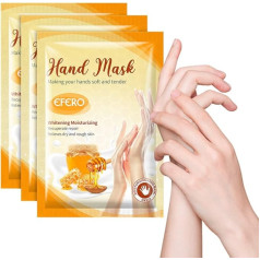 Roku maska 3 pāri Mitrinoši cimdi ar medu Roku maskas cimdi Roku kopšanas cimdi Roku kopšanas cimdi Roku mitrinoši cimdi Roku maska Mitrinoši cimdi sausām, novecojošām, plaisainām rokām