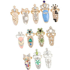 Beaupretty 48 gab Nail Set Ring Nail Ring Nail Art Pendant Diamond Nail Art Stickers Fingertip Ongles Rings Nail Accessories Jewellery Nail Art Creative Ring