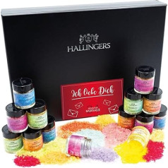 Hallingers Ich Liebe Dich - Für Verliebte zum Valentinstag Totes Meer Badesalz 24er Badesalz Geschenk Set (komplekts) - Valentinstag als Geschenk für ihn & Geschenk für sie | Glückwunsch Jahrestag Freundsch