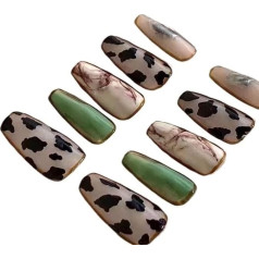 XWQPLH Temperamentvolle Nagelkunst, handgemachte Leoparden-Nagelkunst, Langer Abnehmbarer Aufnäher for künstliche Nägel, fertiges Produkt, handbemalte Rüstung.(S)