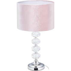 Relaxdays Samta un kristāla galda lampa 47cm H x 26cm D E14 pamatne Nakts lampa Netiešais apgaismojums Rozā krāsā