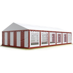 TOOLPORT Svētku telts, telts, 6 x 12 m dārza paviljona telts, PVC brezenta, 700 N, sarkanbaltsarkana, ūdensizturīga