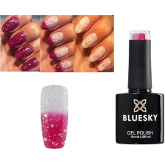 Bluesky Krāsu maiņas gēla nagu laka no rozā spīduma uz baltu TC 21 Sherbert Dip Chameleon UV LED nagu laka Soak Off 10ml + 2 Homebeautyforyou Shine Wipes