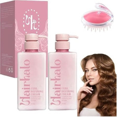 2025 Hair Halo Curl Defining Cream, mitrinošs, izlīdzinošs krēms cirtainiem un viļņainiem matiem, matu apjomu palielinošs krēms, komplektā ietilpst galvas ādas masāžas ķemme (2 gab.)