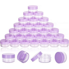 5 Gramm Probebehälter mit Deckel, 200 Stück 5 ml Probengläser, leere Kosmetikbehälter mit Deckel, kleine Make-up-Reisebehälter für Glitzer, Lotion, Creme, Perlen, mit Etiketten, Mini-Spatel