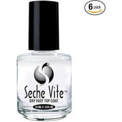 Seche 6 pudeles Vite Dry Fast Top Coat .5 Oz Professional Caurspīdīgs augstas spīduma pakāpes pārklājums 83005