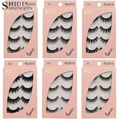Shidisshangpin 5 pāri 3D krusta biezu 3D viltus skropstu pagarinājums melns mīksts sloksnes skropstu pagarinājums garš 1 cm - 1,5 cm