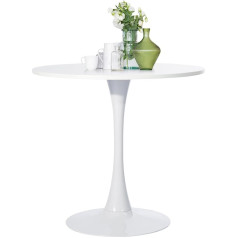 Furniturer Apaļais atpūtas galds Tulpju galds 80cm Stilīgs ar pamatni mājas birojam Dzīvojamā istaba Virtuve Restorāns Kafejnīca Balts