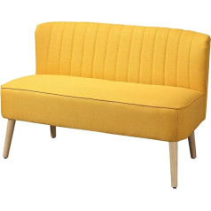 Homcom Divvietīgs auduma dīvāns polsterēts dīvāns Divvietīgs dīvāns Dīvāns atpūtas mēbeles Dīvāns Koka putas Dzeltens 117 x 56,5 x 77 cm
