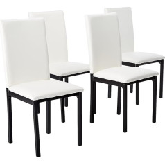 Roundhill Furniture Noyes pusdienu krēsls mākslīgās ādas metāla rāmis moderns balts