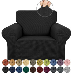 ‎Kekuou KEKUOU Stretch Sofa Slipcover for Single Bed 1 gab 32-55 collu mēbeļu aizsargs 1 sēdvieta dīvāns ar elastīgu dibenu bērniem Pet žakarda mazs Check Pattern mazs melns