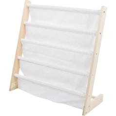 Wakects Bērnu grāmatu plaukts Grāmatu plaukts Grāmatu plaukts Koka un auduma grāmatu plaukts bērnu istabai Rotaļu istaba Bērnu istaba Skola 62 x 26 x 64 cm